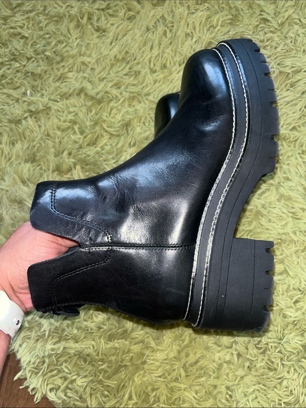 Gianni Bini Black Leather Platform Chelsea Booties